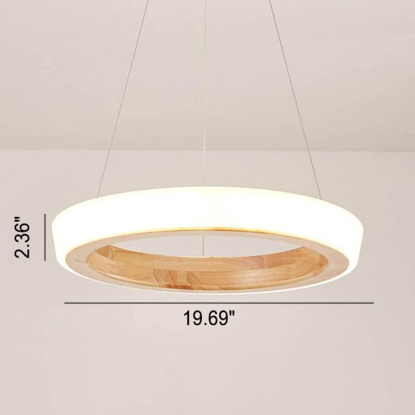 Japanese Simplicity Log Circle Island Light LED Chandelier - Image 8