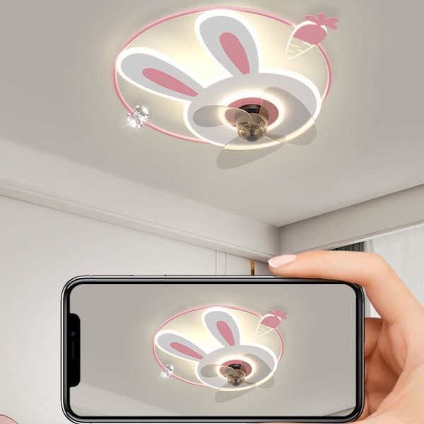 Cartoon Creative Bunny Carrot LED Flush Mount Ceiling Fan Light - Image 10