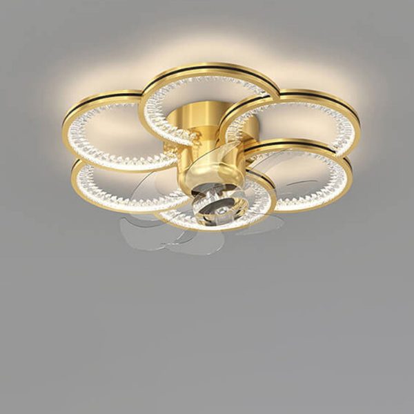 Modern Luxury Flower Petal Design LED Flush Mount Ceiling Fan Light - Image 4