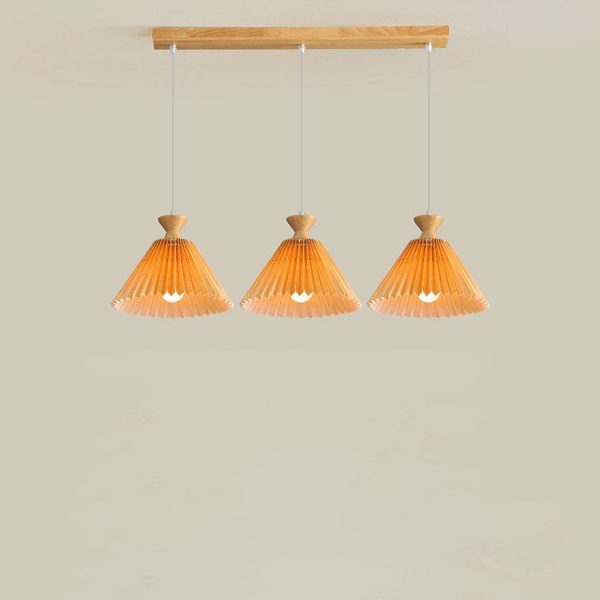 Nordic Wooden Pleated Cone 1/3 Light Island Light Chandelier - Image 18