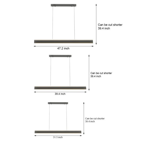 31.5'?39.4'?47.2'?LED Linear Pendant Island Up and Down Light Suspension - Image 8
