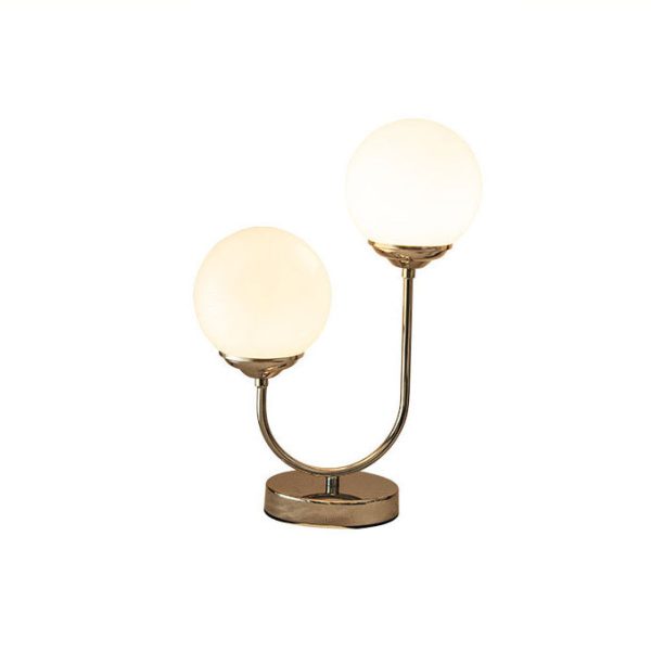 Vintage Chrome Iron Glass Ball 2-Light Table Lamp - Image 5
