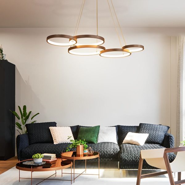 3 Rings Chandelier Dimmable Kitchen Dining Room Lighting Ceiling Lights with Remote Control - Image 3