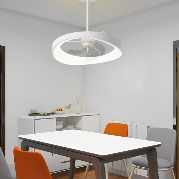 Circular Mute LED Stepless Dimming White Modern Ceiling Fans with Remote - Image 5