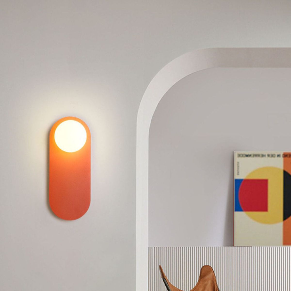 Nordic Minimalist Glass Orange Ring Base 1-Light Wall Sconce Lamp - Image 9