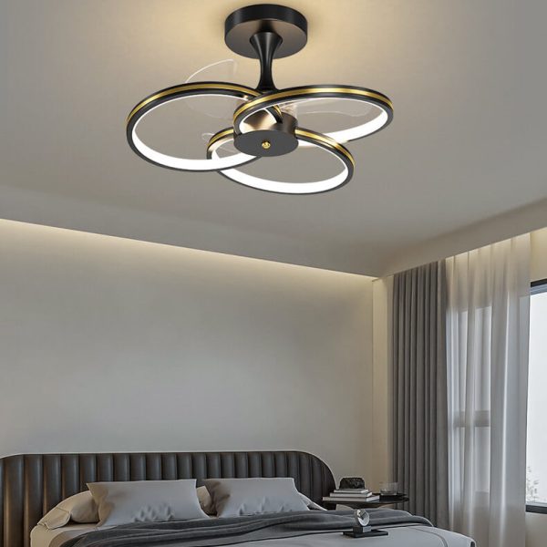 Luxury Acrylic Three Rings Combination Design LED Flush Mount Fan Light