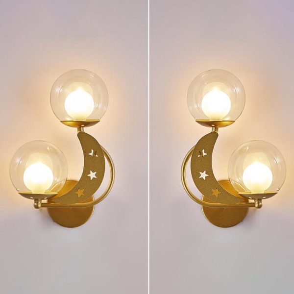 Nordic Creative Glass Globe Lampshade Moon Star Decoration Design 2-Light Wall Sconce Lamp - Image 19