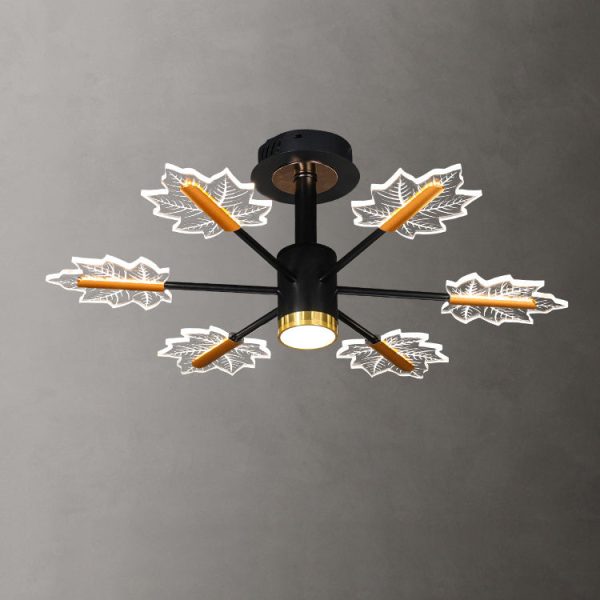 Modern Minimalist Branch Maple Leaf Iron Acrylic LED Chandelier For Living Room - Image 14