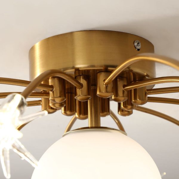 Contemporary Creative Starry Sky Moon Iron Glass 13-Light Semi-Flush Mount Ceiling Light For Bedroom - Image 5