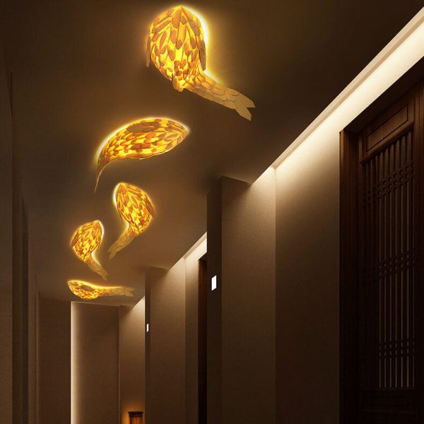 Modern Decorative Carp Linden Wood Hardware 2/4 Light Wall Sconce Lamp - Image 15