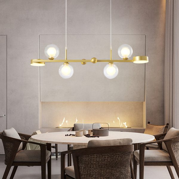 6/8-Light 3step Dimming Glass Ball LED Long Dining Room Chandelier - Image 3