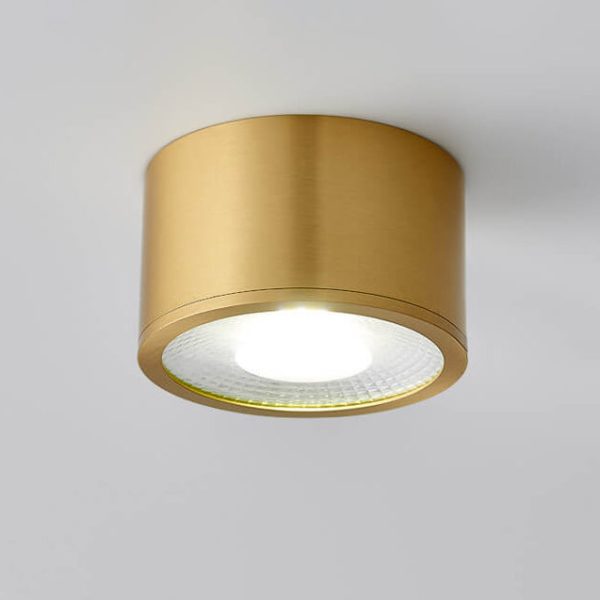 Modern Cylindrical Brass LED Spotlight Flush Mount Ceiling Light - Image 3