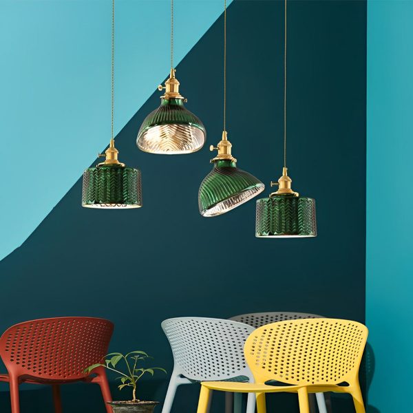 Creative Personality LED Copper Glass Green Retro Nordic Pendant Lights - Image 9