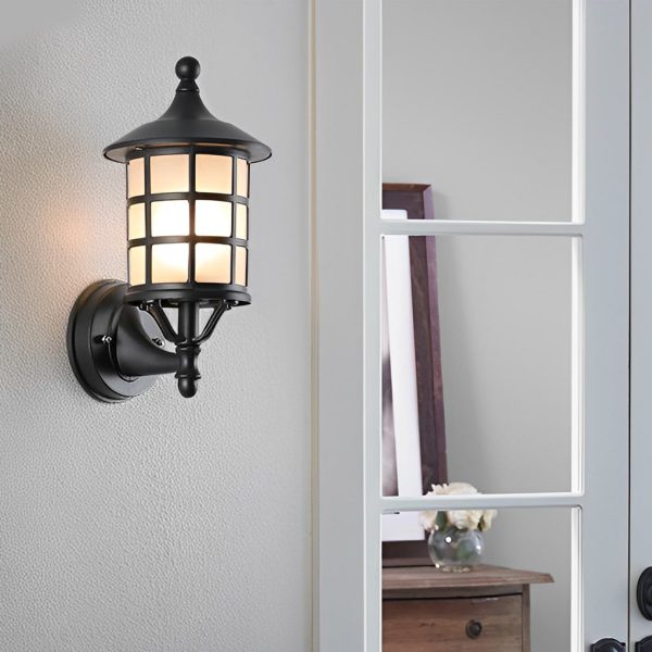 Retro Round Three Step Dimming Black European-style Solar Wall Sconces - Image 3