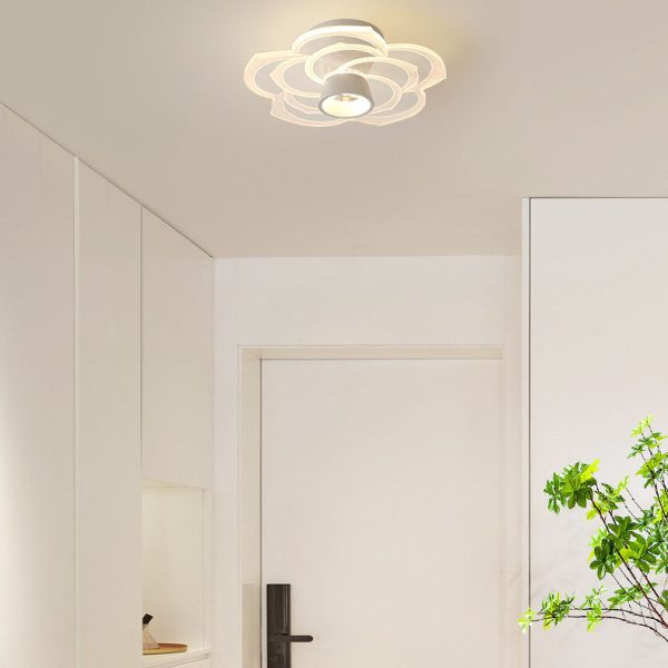 Modern Minimalist Round Rose Flower Iron Acrylic LED Flush Mount Ceiling Light For Living Room - Image 10