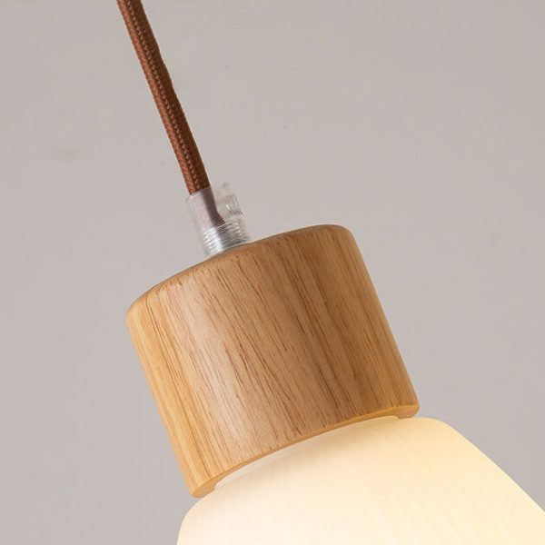 Nordic Textured Glass Solid Wood 3-Light Linear Island Light Chandelier - Image 7