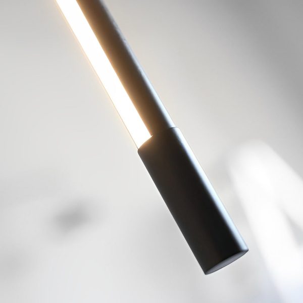 Minimalist Long Strip LED Stepless Dimming Black Nordic Chandelier Light - Image 9