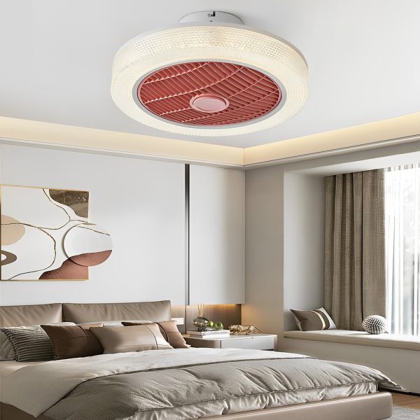Round Dimmable LED Warm Air Mute Modern Bladeless Ceiling Fans Lights - Image 4