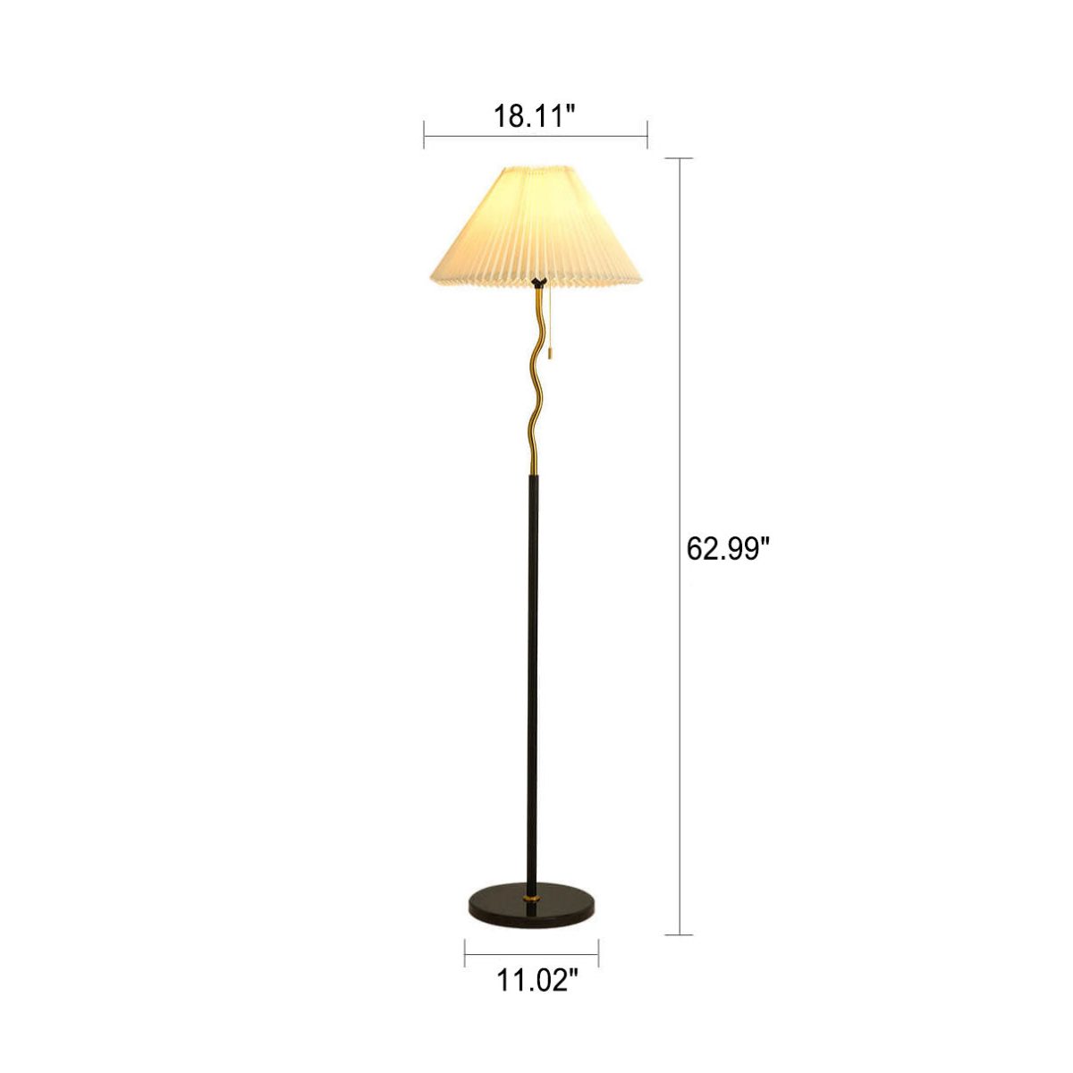 Japanese Simple Pleated Cone Shade Marble Base 1-Light Standing Floor Lamp - Image 4