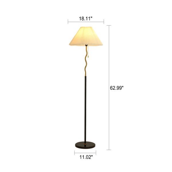 Japanese Simple Pleated Cone Shade Marble Base 1-Light Standing Floor Lamp - Image 4