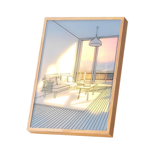 Wood Frame Ins Touch Control Dimmable LED Sunshine Painting Night Light - Image 22
