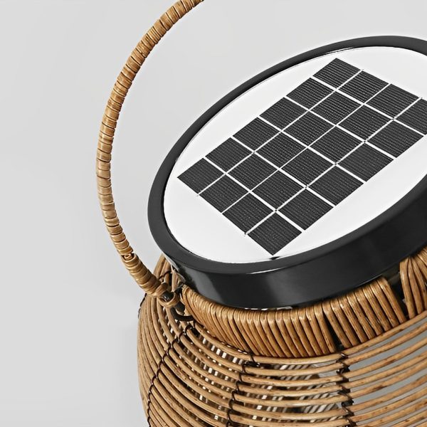 Portable Lantern Rattan LED Waterproof Solar Outdoor Lights Floor Lamp - Image 7