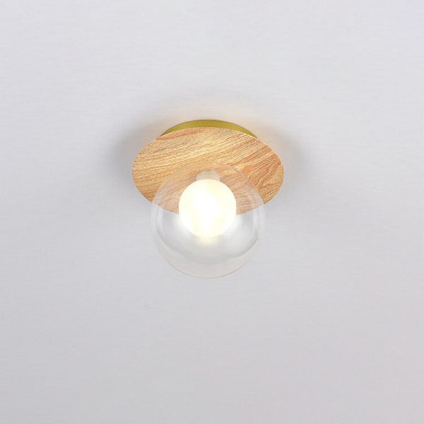 Japanese Minimalist Glass Iron Woodgrain 1-Light Semi-Flush Mount Ceiling Light - Image 26