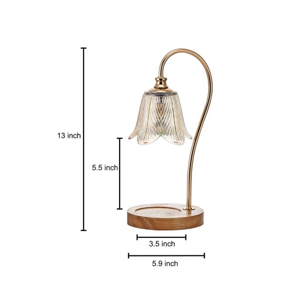 Elegant Floral Glass Desk Lamp with Cup-Holder Base for Reading or Decor - Image 7