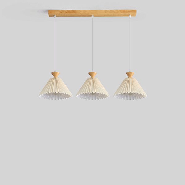 Nordic Wooden Pleated Cone 1/3 Light Island Light Chandelier - Image 12