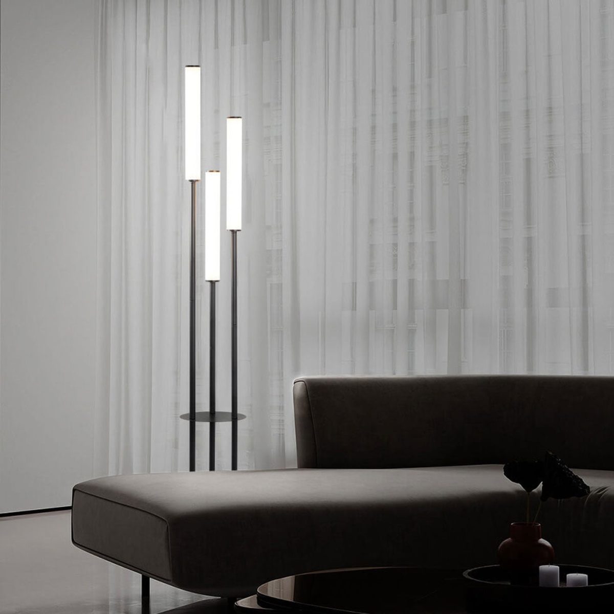Modern Minimalist Creative Long Bar Design 3-Light LED Standing Floor Lamp - Image 11