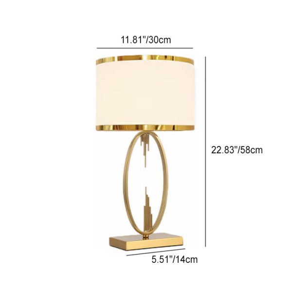 Modern Mid-Century Square Round Metal Fabric 1-Light Table Lamp For Bedroom - Image 6