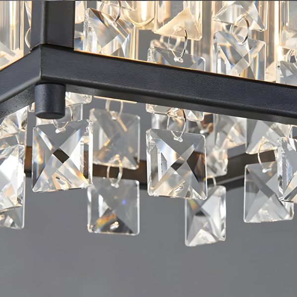 Round Square Iron Frame Crystal Shade Luxury Modern Chandelier Ceiling Lights - Image 6