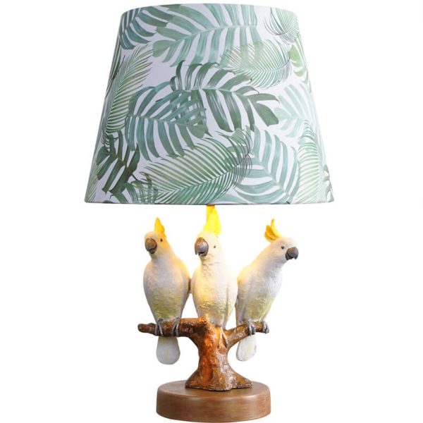 Nordic Leaf Fabric Resin Bird Design 1-Light Table Lamp - Image 6