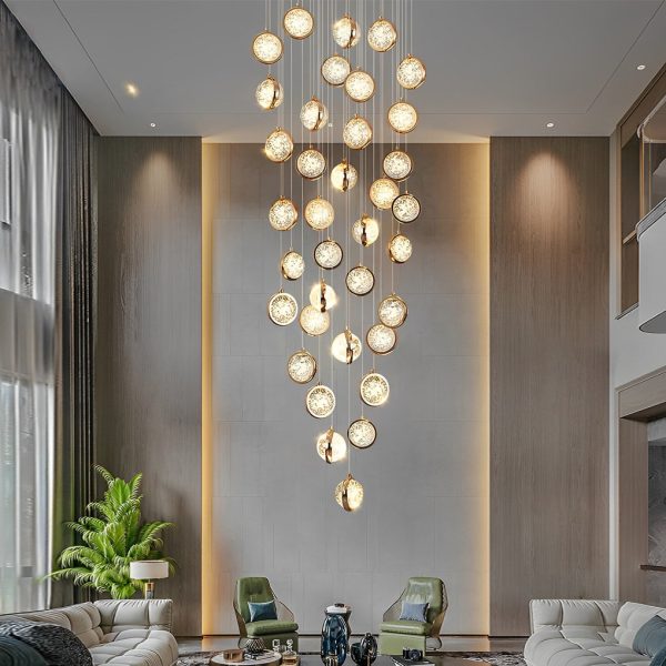 Global Crystal Cluster Adjustable Luxury Staircase Modern Long Chandelier - Image 5