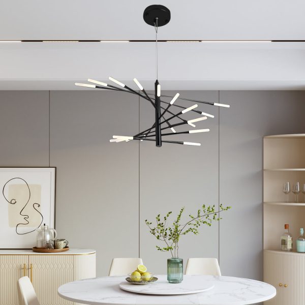 Modern Chandelier Rotating Fireworks, Black/Gold - Image 3