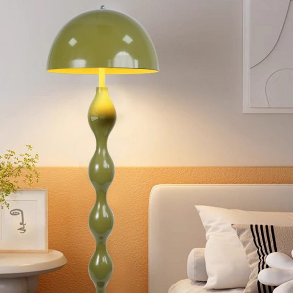 Contemporary Scandinavian Iron Mushroom Shade 1-Light Standing Floor Lamp For Bedroom - Image 4