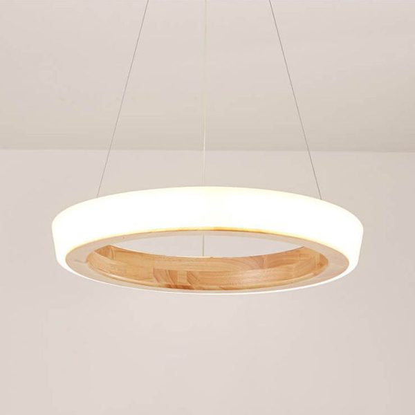Japanese Simplicity Log Circle Island Light LED Chandelier - Image 14