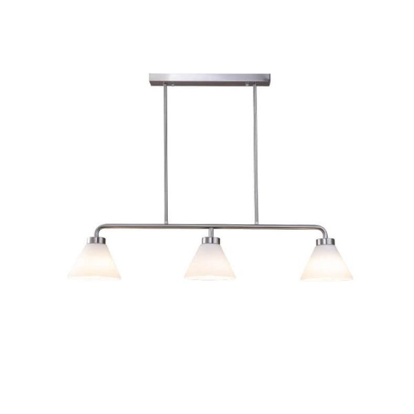 Nordic Vintage Cone Glass Chrome 3-Light Island Light Chandelier - Image 10