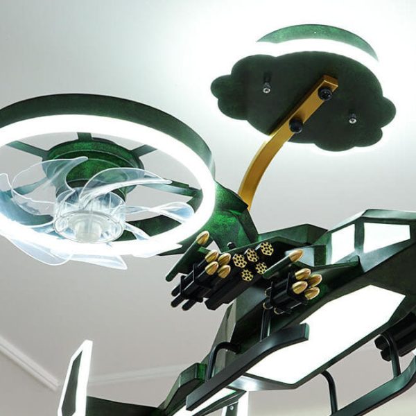 Modern Children's Helicopter Hardware Acrylic LED Semi-Flush Mount Ceiling Fan Light - Image 7
