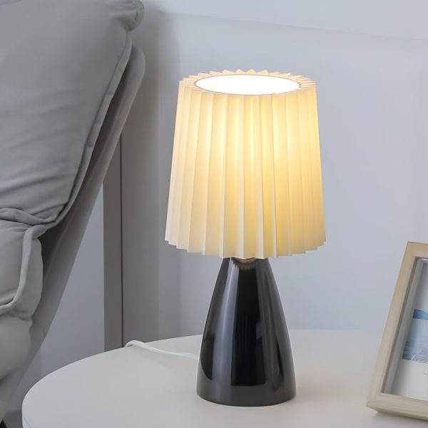 12 inch Pleated-Shade Glass Dimmable Table Lamp - Image 5