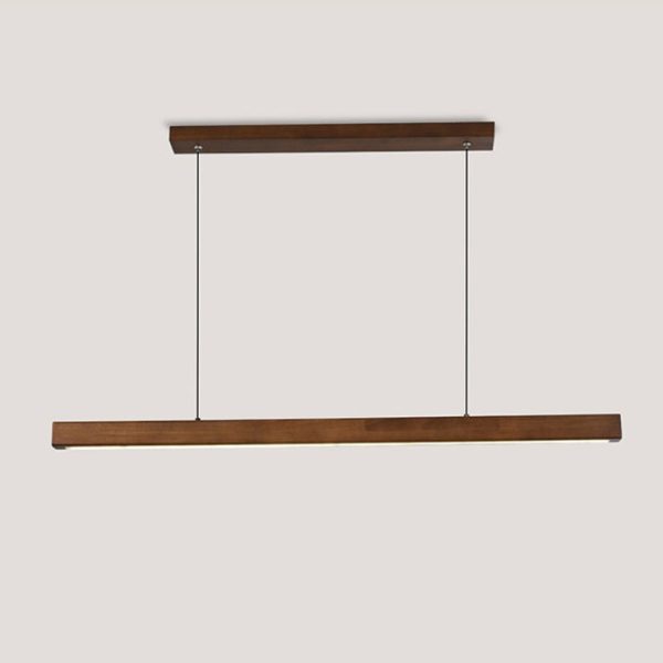 Contemporary Nordic Rubber Wood Acrylic Strip LED Island Light Chandelier For Dining Room - Image 6