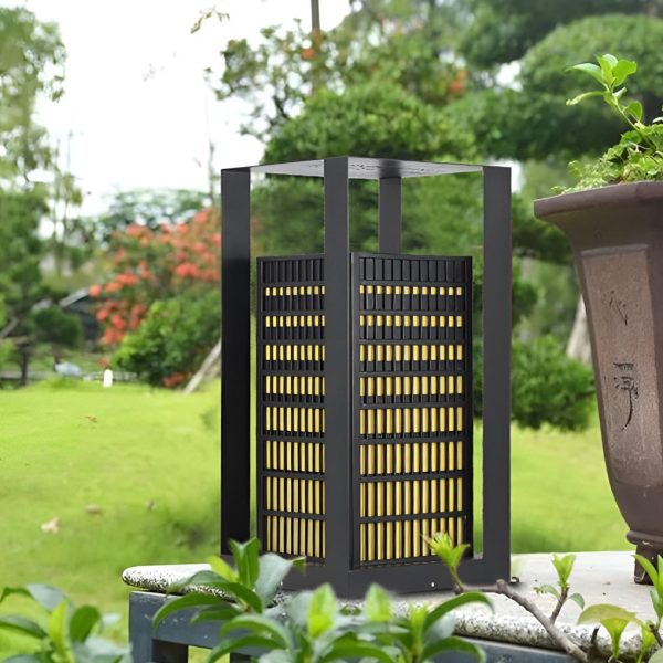Black Industrial LED Outdoor Pathway Lantern - Building-Inspired Cuboid Design - Image 8