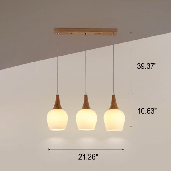 Nordic Solid Wood Glass White Bottle Island Light 1/3 Light Chandelier - Image 5