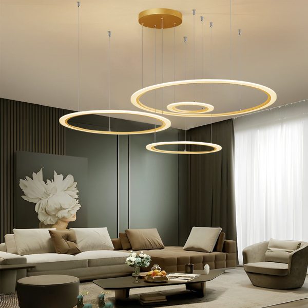 4 Circles Artistic Dimmable LED Modern Pendant Lighting Chandeliers - Image 3