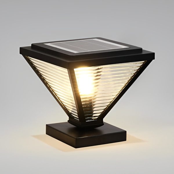 Simple Geometric Shape Waterproof Black Modern Solar Fence Post Lights - Image 8