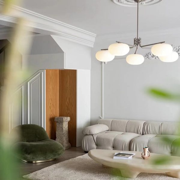 5 Lights Glass Three Step Dimming Light LED Nordic Chandelier Hanging Lamp - Image 6