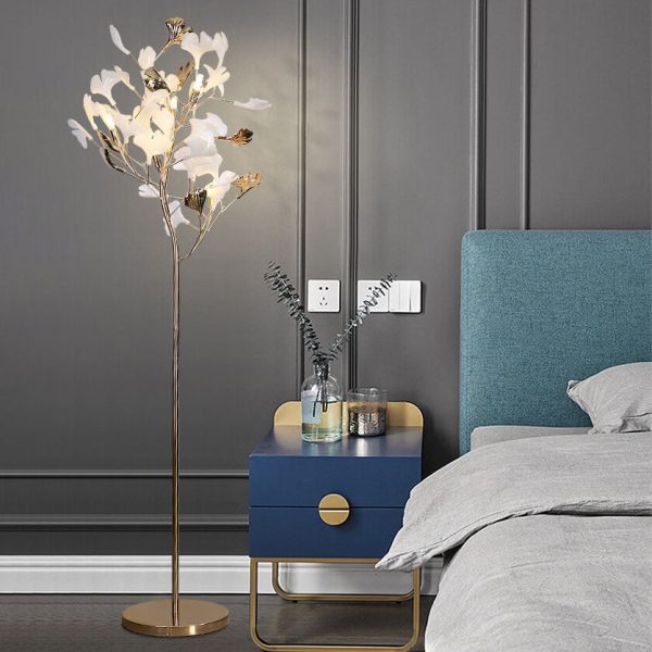 Nordic Romantic Ginkgo Leaf Decorative Iron 5-Light Standing Floor Lamp - Image 3