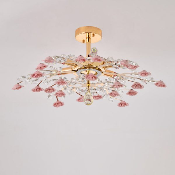 Modern Luxury Rose Iron Ceramic Crystal 6/7/8 Light Chandelier - Image 19
