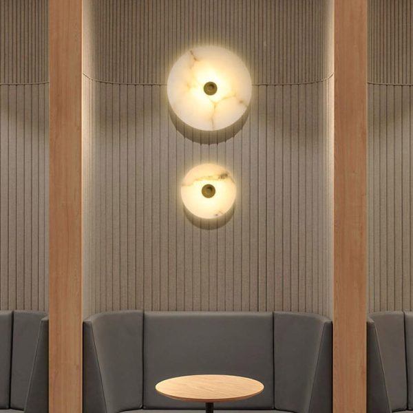 Modern Luxury Round Marble Iron LED Wall Sconce Lamp - Image 12
