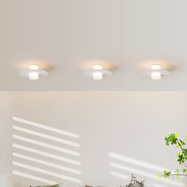 Modern Minimalist Cylindrical Disc Iron Acrylic LED Semi-Flush Mount Ceiling Light - Image 11
